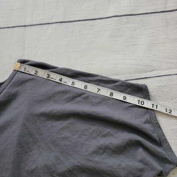 Peruvian Connection Size L Draped Gathered Asymmetrical Top Pima Cotton Gray - Picture 6 of 8